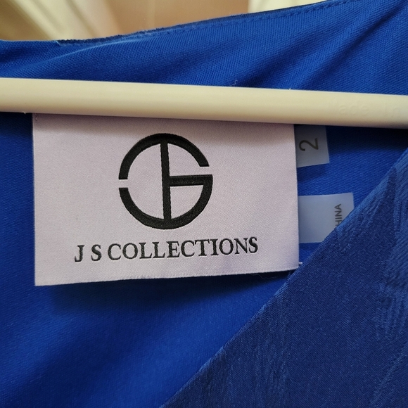 JS Collection Wedding Guest Trinity Floral Blue Dress Cape Sleeve NWT - Picture 5 of 11
